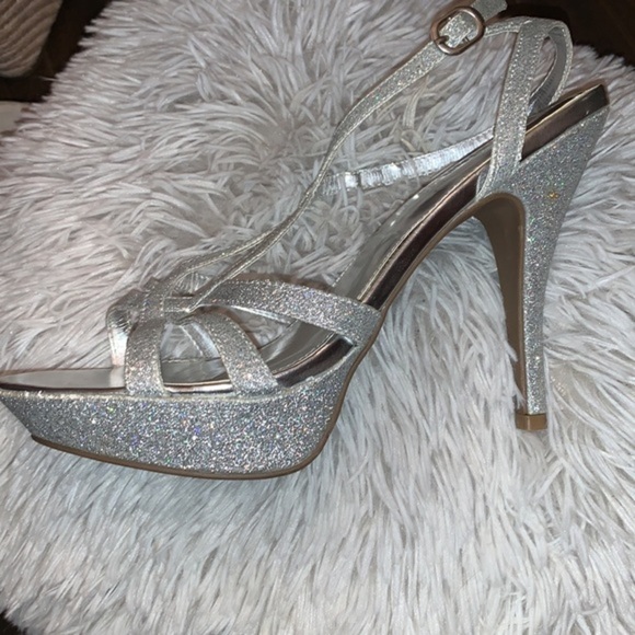 Unlisted Platform Stiletto Heels Silver Sparkle Strappy Shoes Woman’s 9.5 - Picture 3 of 14